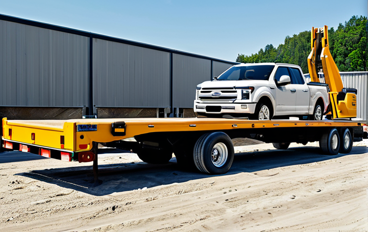 Construction Site Towing**

"Ford F-150 Lightning, fully clothed construction worker overseeing the towing of a trailer loaded with construction equipment at a construction site, appropriate attire, daytime, sunny, focus on the truck's towing capabilities, perfect anatomy, correct proportions, safe for work, professional, high resolution, realistic."

**