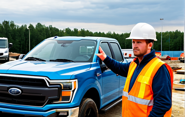 Ford F-150 Lightning - Construction Site**

"A Ford F-150 Lightning, fully clothed, in a modest blue color, parked at a modern construction site with workers wearing hard hats and safety vests, appropriate attire, safe for work, professional setting, daytime, perfect anatomy, correct proportions, well-formed hands, proper finger count, natural pose, family-friendly."

**